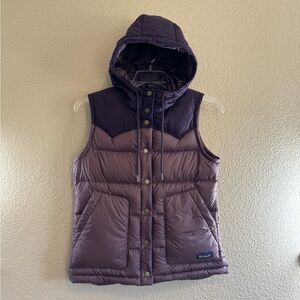 Patagonia Bivy Down Hooded Outdoor Puffer Vest Hyssop Small